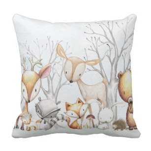 307x307 Foxes Fox Watercolor Nursery Decorative Pillows Amp Poufs Zazzle - Woodland Watercolor