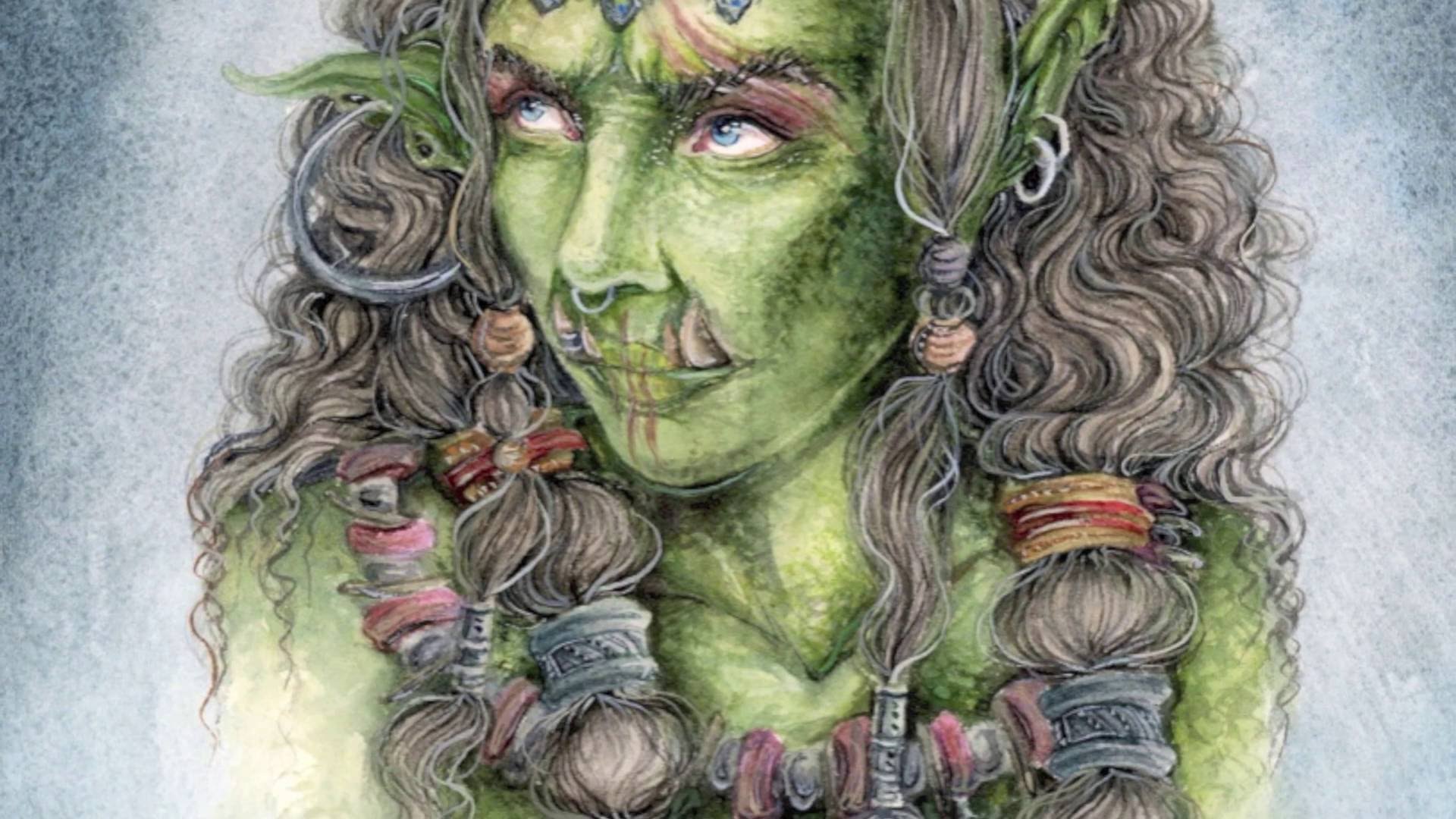 1920x1080 Watercolor Warcraft Inspired Female Orc - World Of Warcraft Watercolor