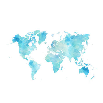 354x354 Watercolor World Map Art Print By Alda Amp From Society6 Dorm - World Watercolor