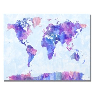 310x310 Watercolor World Map Canvas Wayfair - World Watercolor