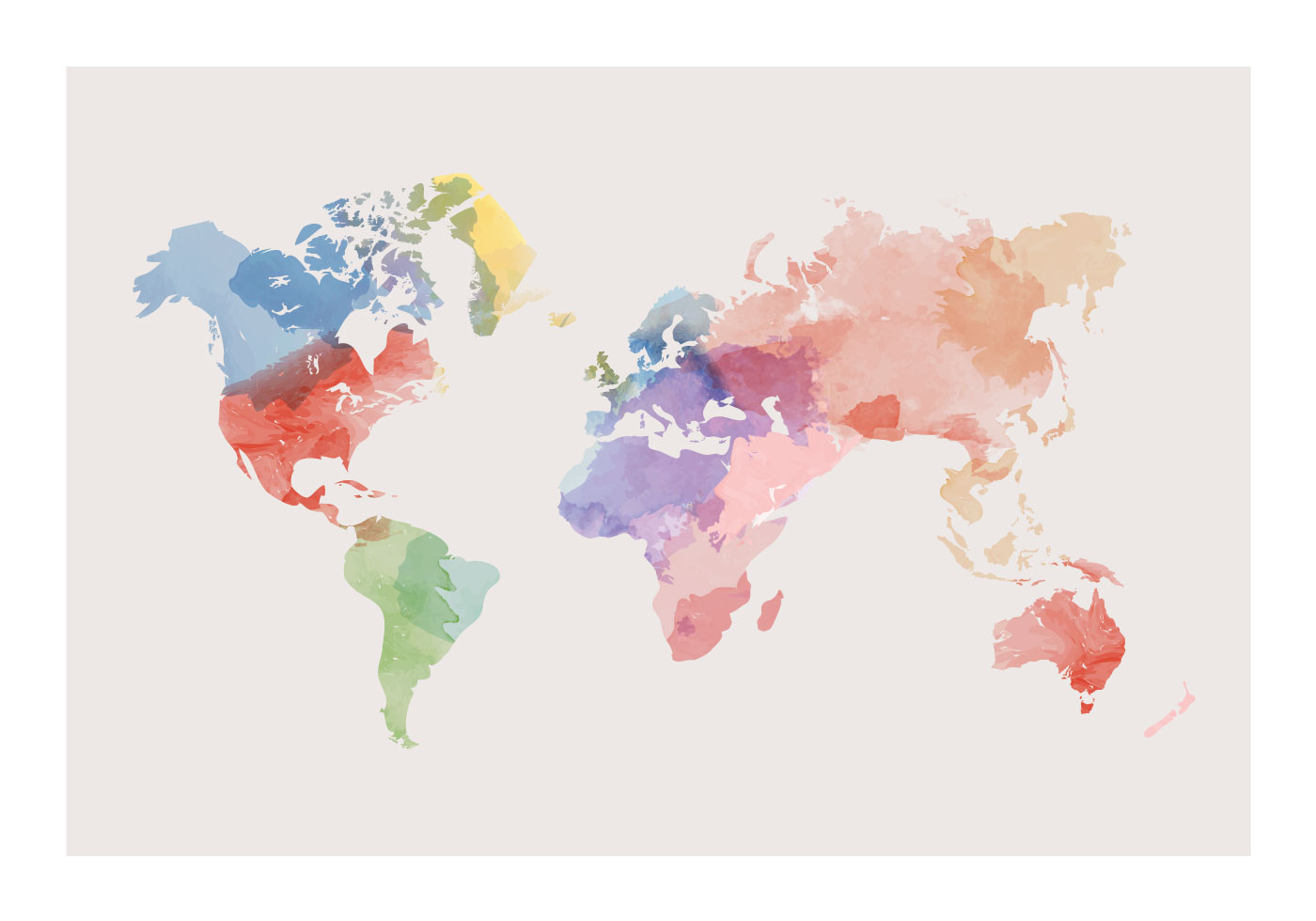 1400x980 Watercolor World Map Vector - World Watercolor