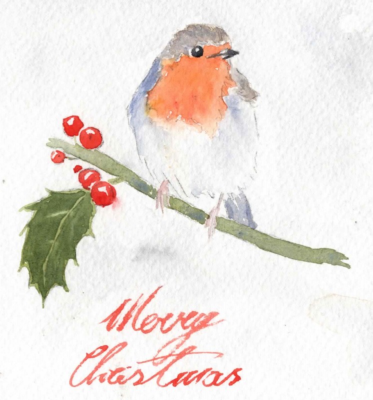 747x800 Watercolor Christmas Cards - Xmas Watercolor