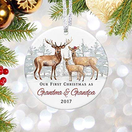 425x425 Our First Christmas As Grandma Amp Grandpa 2018 2019 - Xmas Watercolor