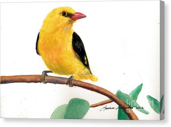 546x405 Little Yellow Bird Painting By Laura Tasheiko - Yellow Bird Watercolor