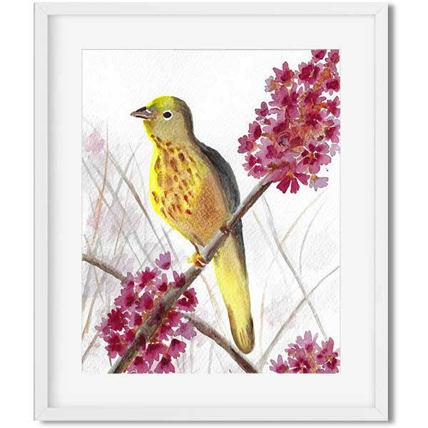 600x600 Oiseau Jaune - Yellow Bird Watercolor