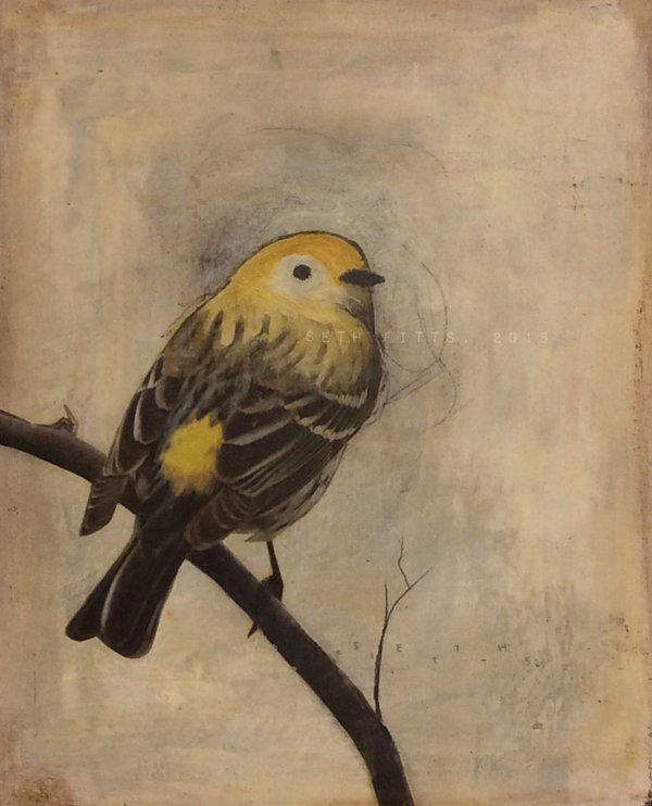 600x742 Yellow Bird On Branch By Sethfitts - Yellow Bird Watercolor