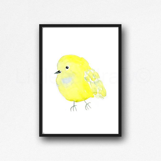 675x675 Buy Fluffy Yellow Bird Watercolor Painting Print Watercolour Wall - Yellow Bird Watercolor