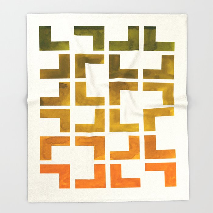 700x700 Geometric Pattern L Shaped Watercolor Painting Olive Green Yellow - Yellow Ochre Watercolor