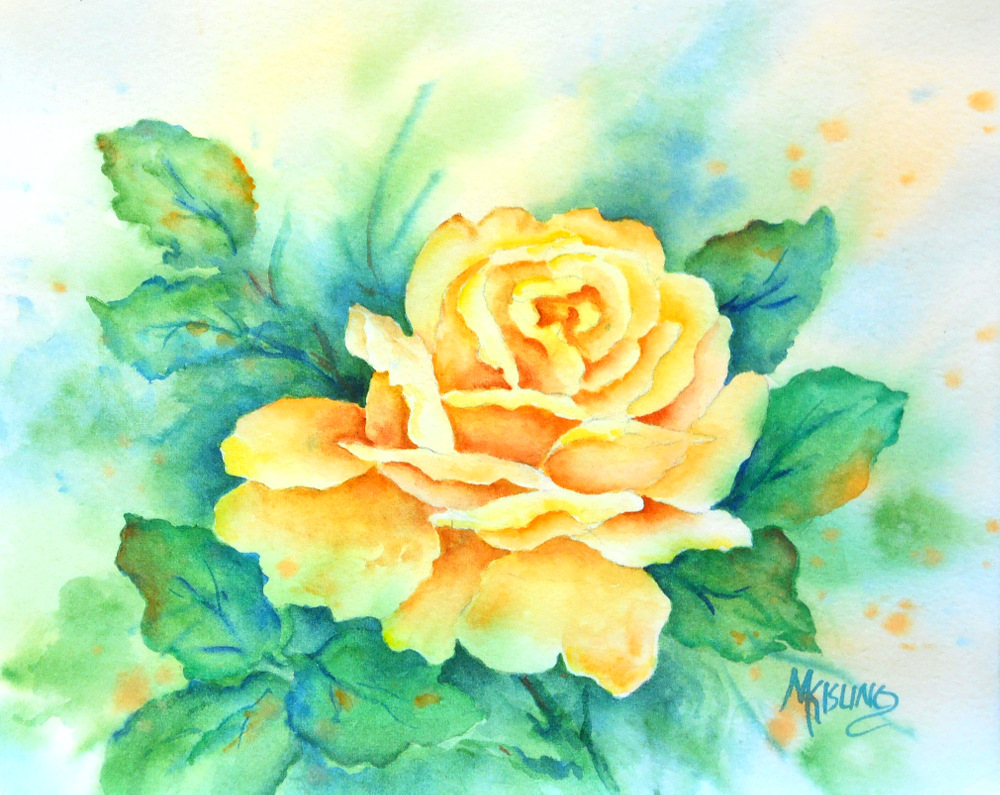 1000x795 Martha Kisling Art With Heart Yellow Rose Of Texas - Yellow Rose Watercolor