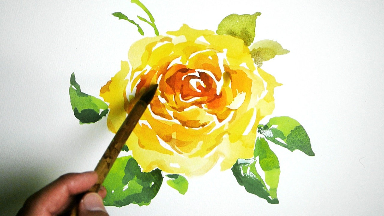 Yellow Rose Watercolor at PaintingValley.com | Explore collection of ...