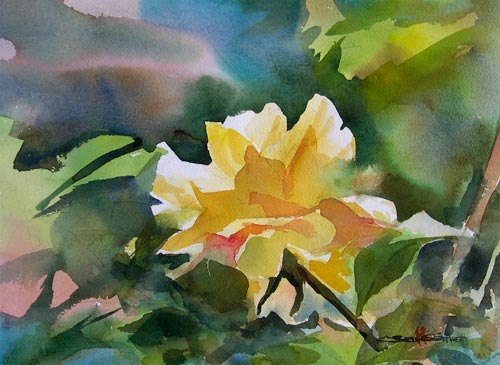 500x365 Watercolor By Osamu Yellow Rose - Yellow Rose Watercolor
