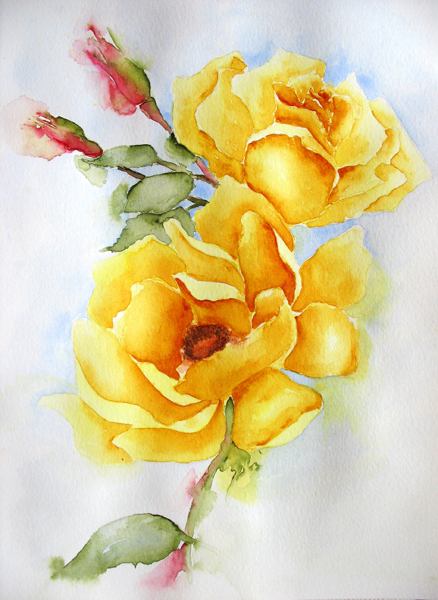438x600 Yellow Roses - Yellow Rose Watercolor