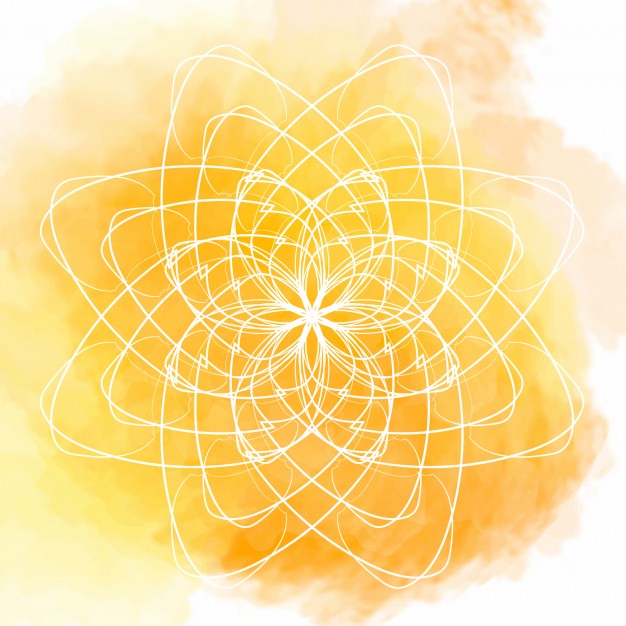 626x626 Yellow Watercolor Background With White Flower Mandala Vector - Yellow Watercolor