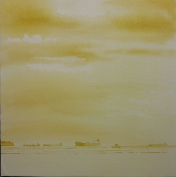 600x606 How To Paint Sea And Clouds In Watercolor Try A Layering Technique - Yellow Watercolor