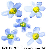 180x195 Free Art Print Of Watercolor Dark Blue And Yellow Flowers On A - Yellow Watercolor Flowers