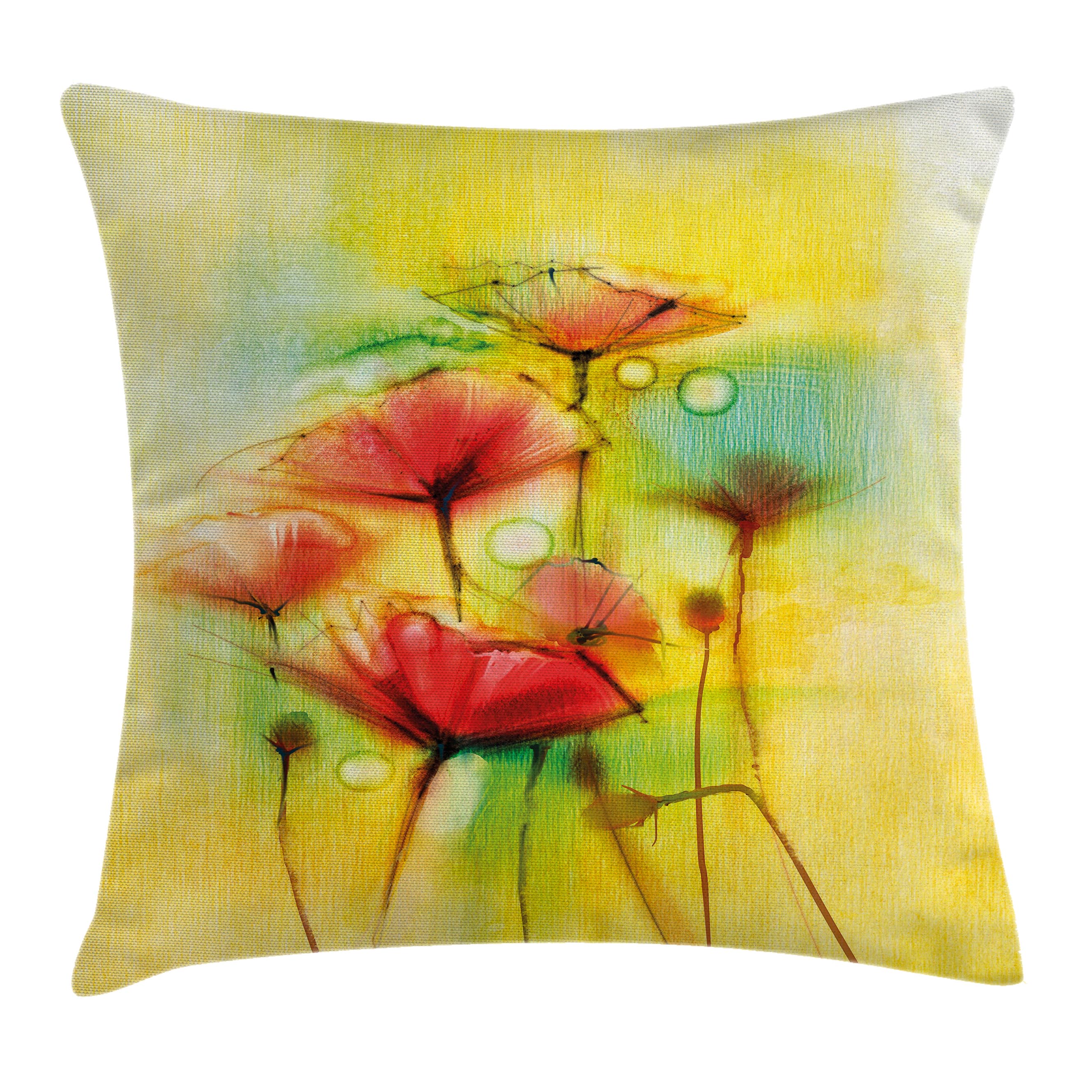 2657x2657 Watercolor Flower Home Decor Throw Pillow Cushion Cover, Poppy - Yellow Watercolor Flowers