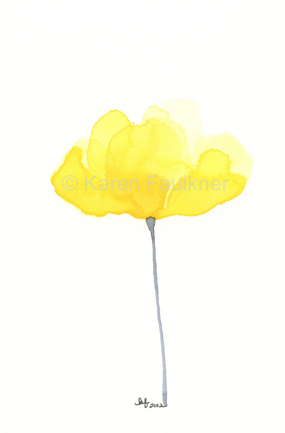988x1500 Watercolor Flower Art Print Of Yellow Flower Luminous Buttercup - Yellow Watercolor Flowers