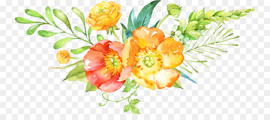 900x400 Download Floral Design Flower Bouquet Watercolor Painting I - Yellow Watercolor Flowers
