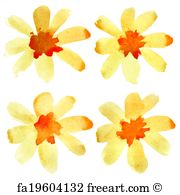 180x195 Free Art Print Of Abstract Yellow Color Flowers. Watercolor - Yellow Watercolor Flowers