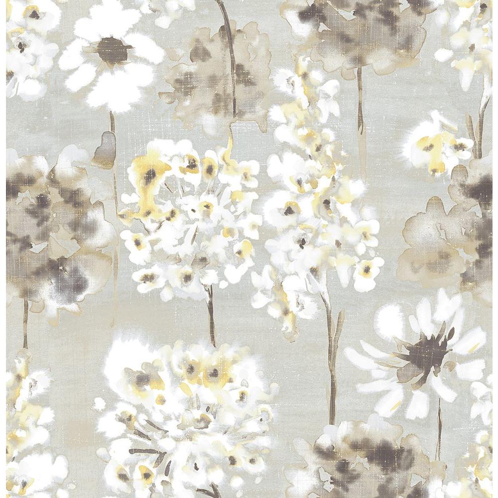 1000x1000 A Street Marilla Yellow Watercolor Floral Wallpaper Sample 2656 - Yellow Watercolor Wallpaper