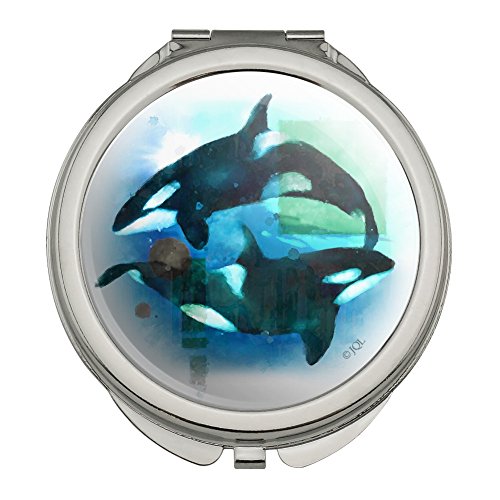 500x500 Orcas Killer Whales Watercolor Yin Yang Compact Travel Purse - Yin Yang Watercolor