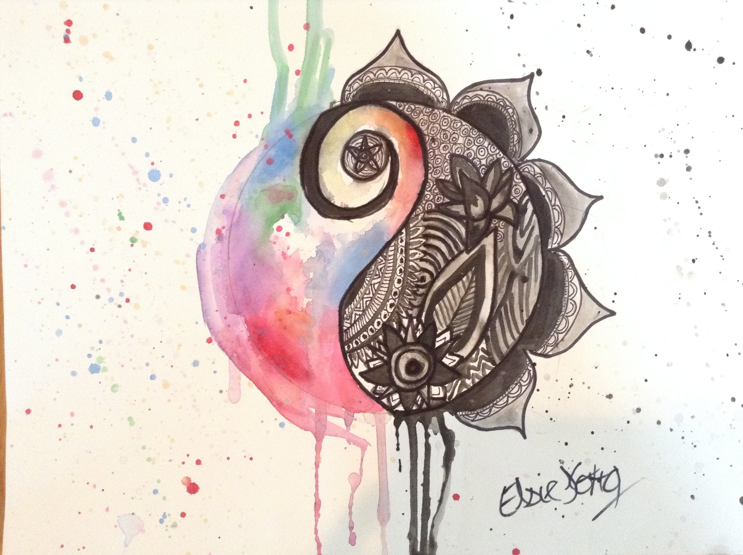 2592x1936 Water Color Yin Yang - Yin Yang Watercolor