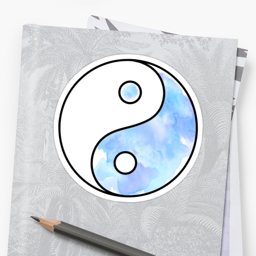 1000x1000 Watercolor Yin Yang Stickers By Jay P Redbubble - Yin Yang Watercolor