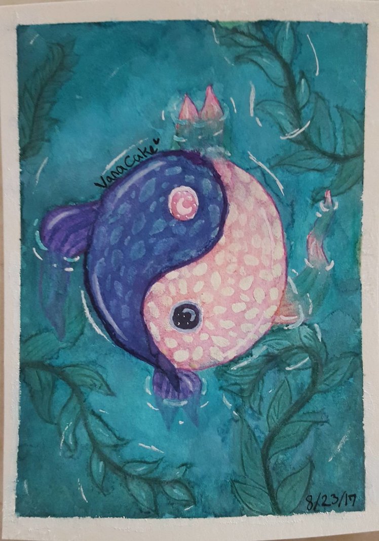 748x1068 Yin Yang Fish Watercolor By Vanacake - Yin Yang Watercolor
