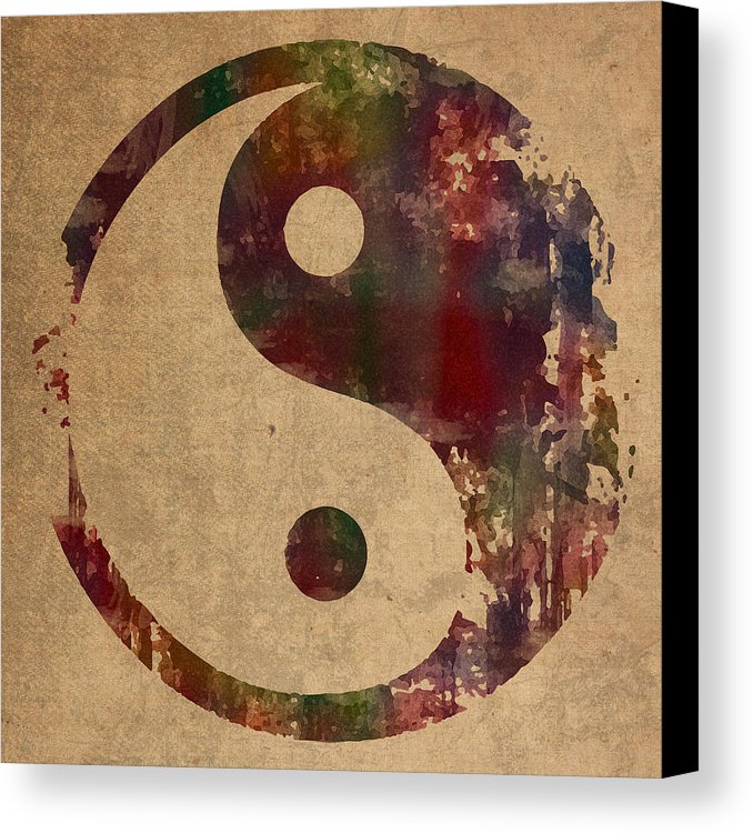 678x750 Yin Yang Symbol Distressed Grunge Watercolor Painting On Worn - Yin Yang Watercolor