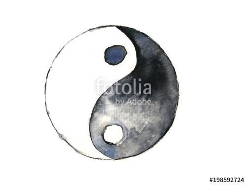 500x375 Watercolor Yin Yang Symbol Isolated On White Background.hand Drawn - Yin Yang Watercolor