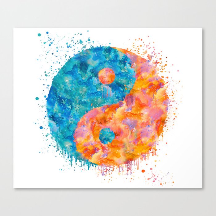 700x700 Yin And Yang Symbol Watercolor Painting Canvas Print By Lebensart - Yin Yang Watercolor