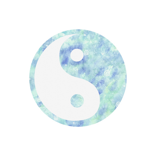 500x500 Blue Lagoon Watercolor Yin Yang Round Mousepad Id D2091064 - Yin Yang Watercolor
