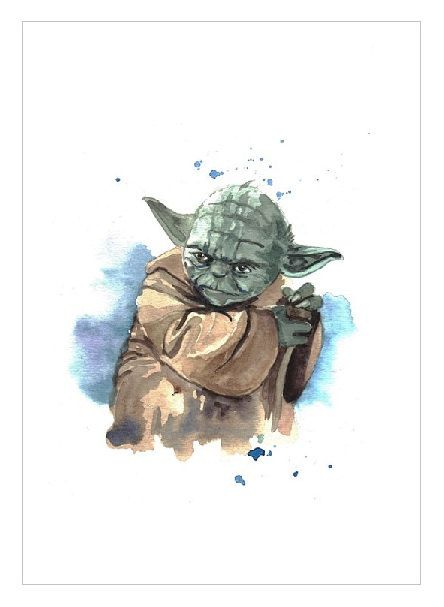 444x607 Star Wars Original Art Yoda Art Watercolor Painting By Limbtrim - Yoda Watercolor