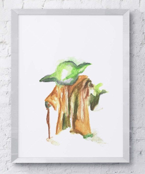 590x707 Star Wars Yoda Watercolor Print By Colorme315 On Etsy Art - Yoda Watercolor