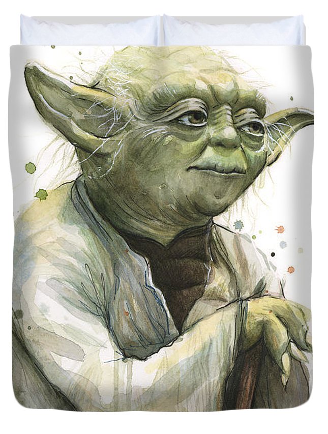 645x853 Yoda Watercolor Duvet Cover For Sale By Olga Shvartsur - Yoda Watercolor