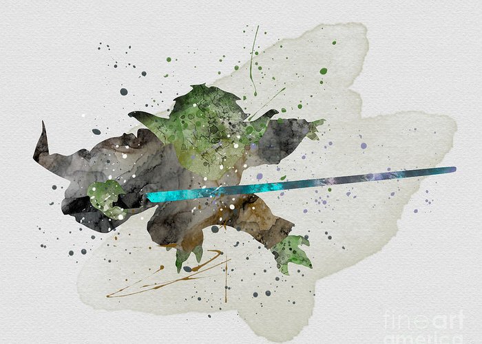 700x500 Yoda Watercolor Greeting Card For Sale By Vivid Editions - Yoda Watercolor