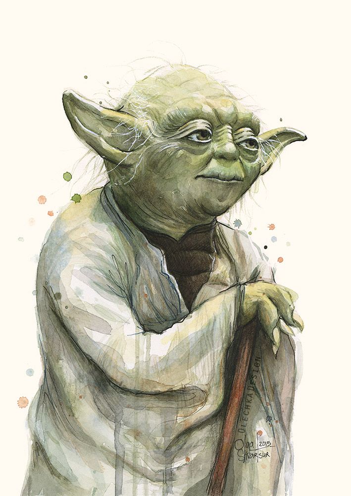 709x1000 Yoda Watercolor Painting Fan Art In 2018 - Yoda Watercolor