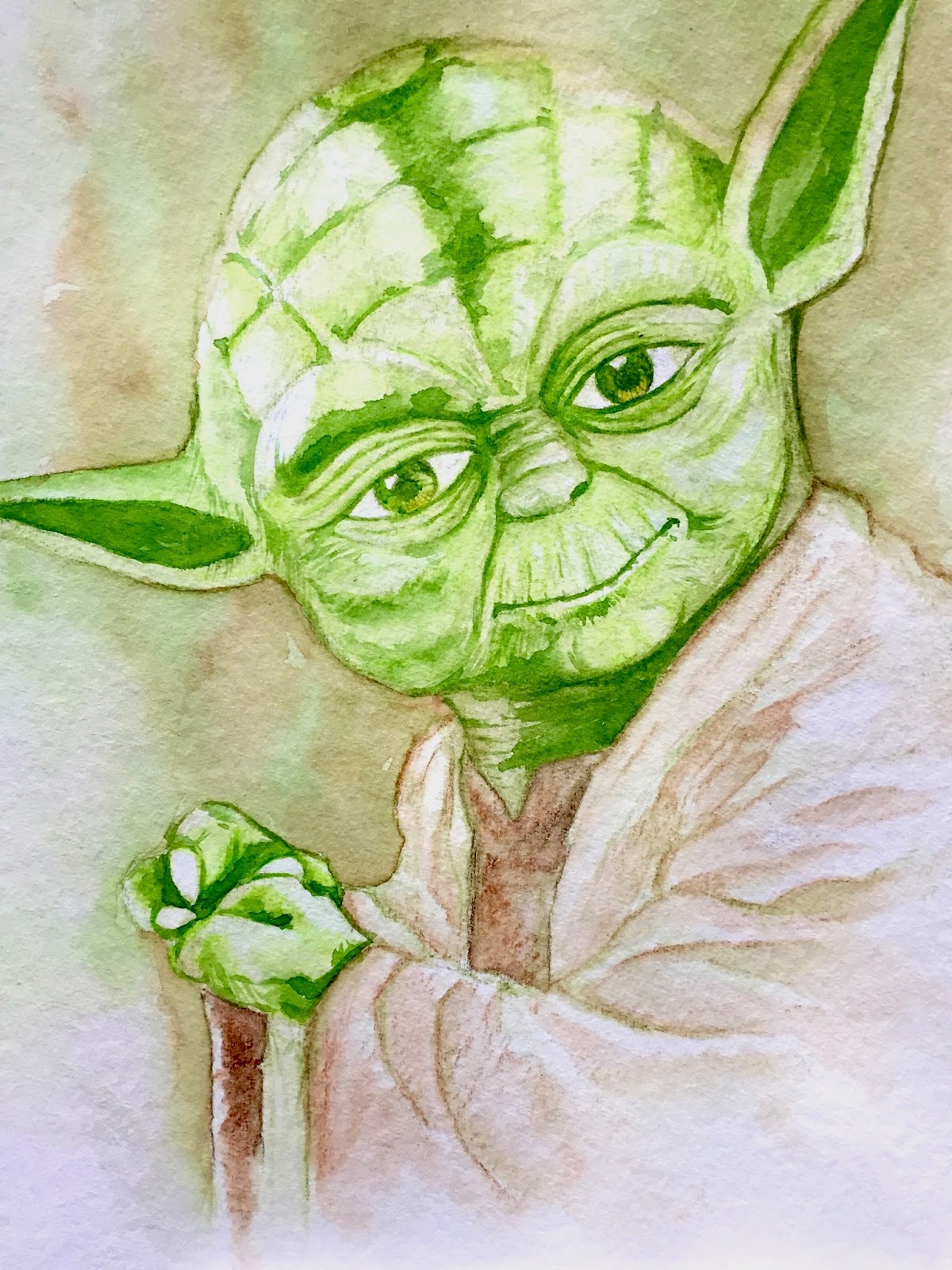 1200x1600 Yoda Watercolor Painting Don Suratos Art - Yoda Watercolor