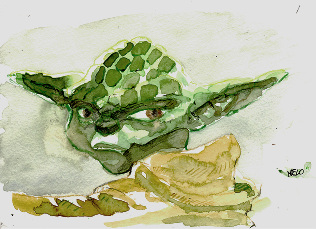 633x458 Yoda Watercolor Sketch By Melomonaco - Yoda Watercolor