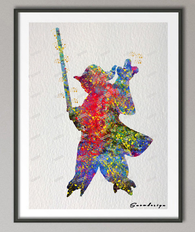 667x792 Original Watercolor Yoda Poster Print Picture Canvas Painting - Yoda Watercolor