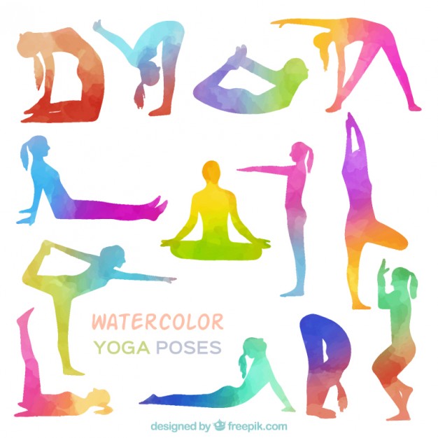 626x626 Watercolor Yoga Poses Vector Free Download - Yoga Watercolor