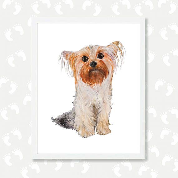570x570 Yorkie Dog Art Print Yorkshire Terrier Nursery Printable Art Dog - Yorkie Watercolor