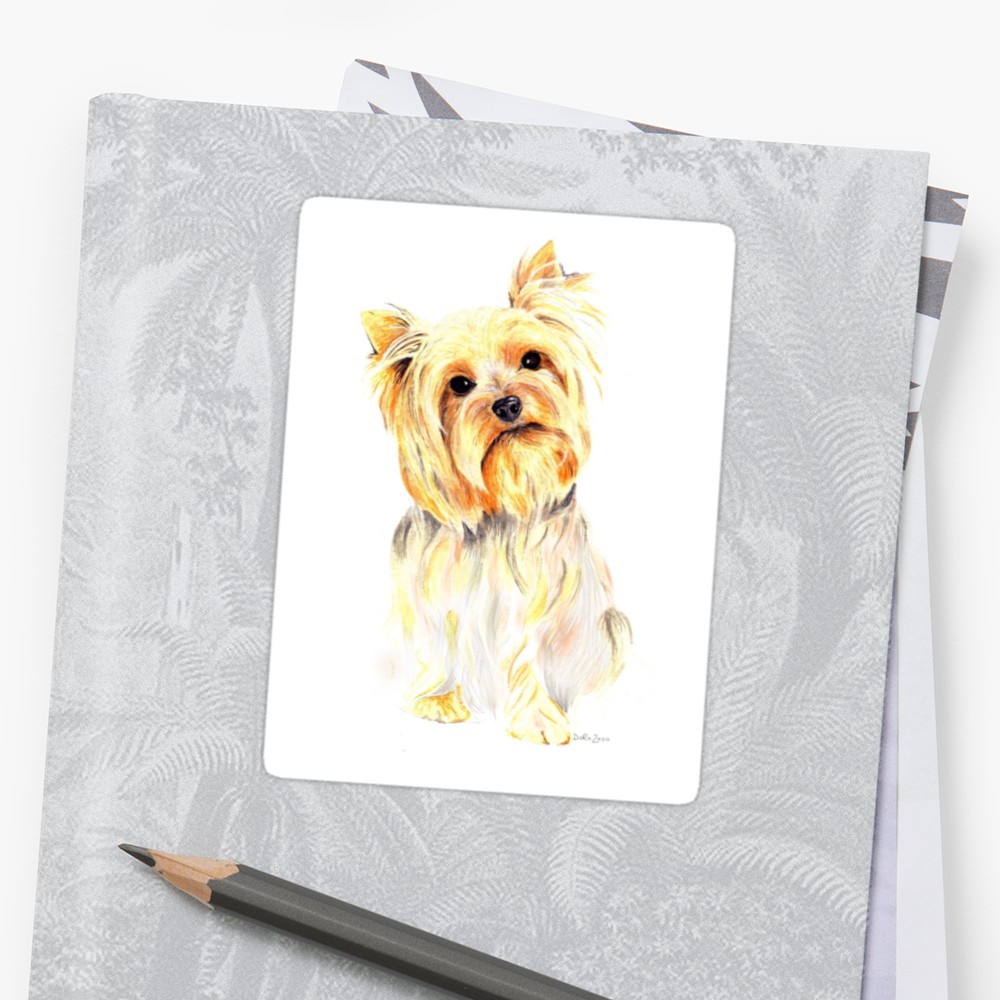 1000x1000 Yorkie Watercolor Portrait Stickers By Dora Wilson Redbubble - Yorkie Watercolor