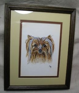 257x300 Original Signed Framed Pencil Amp Watercolor Sketch Of A Yorkshire - Yorkshire Terrier Watercolor