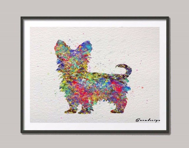 640x504 Yorkshire Terrier Diy Original Watercolor Canvas Painting Dog Wall - Yorkshire Terrier Watercolor