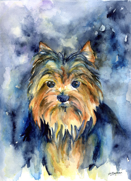 436x600 Yorkshire Terrier Watercolor Original Painting - Yorkshire Terrier Watercolor