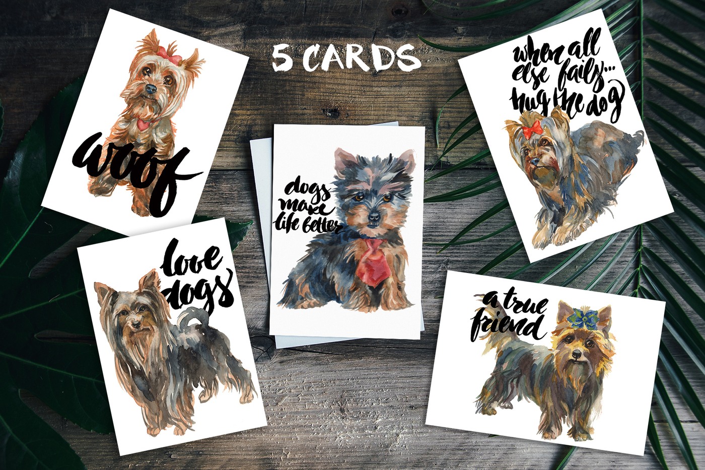 1400x933 Yorkshire Terrier Watercolor Set By Malena - Yorkshire Terrier Watercolor