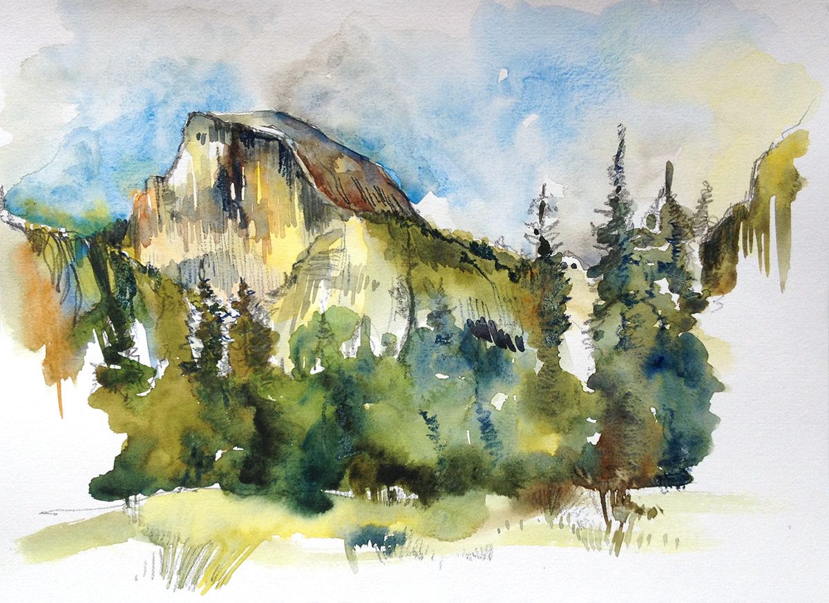 1200x873 Two Ink Sketching In Yosemite National Park Watercolor, Sketches - Yosemite Watercolor