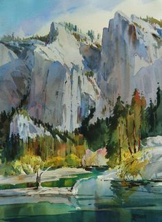 236x322 Yosemite Falls Landscape Illustration Watercolor - Yosemite Watercolor