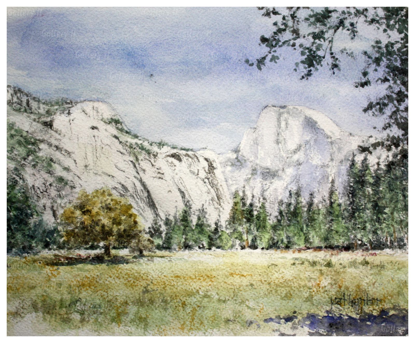 1600x1323 Yosemite Half Dome (Original Painting) Gallery Ii Fresno - Yosemite Watercolor